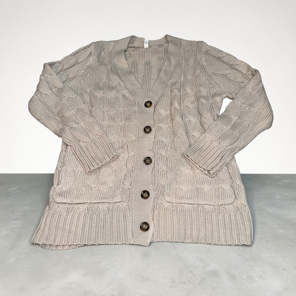 Zenana Outfitters Gray/Taupe Cardigan Sweater (1X)